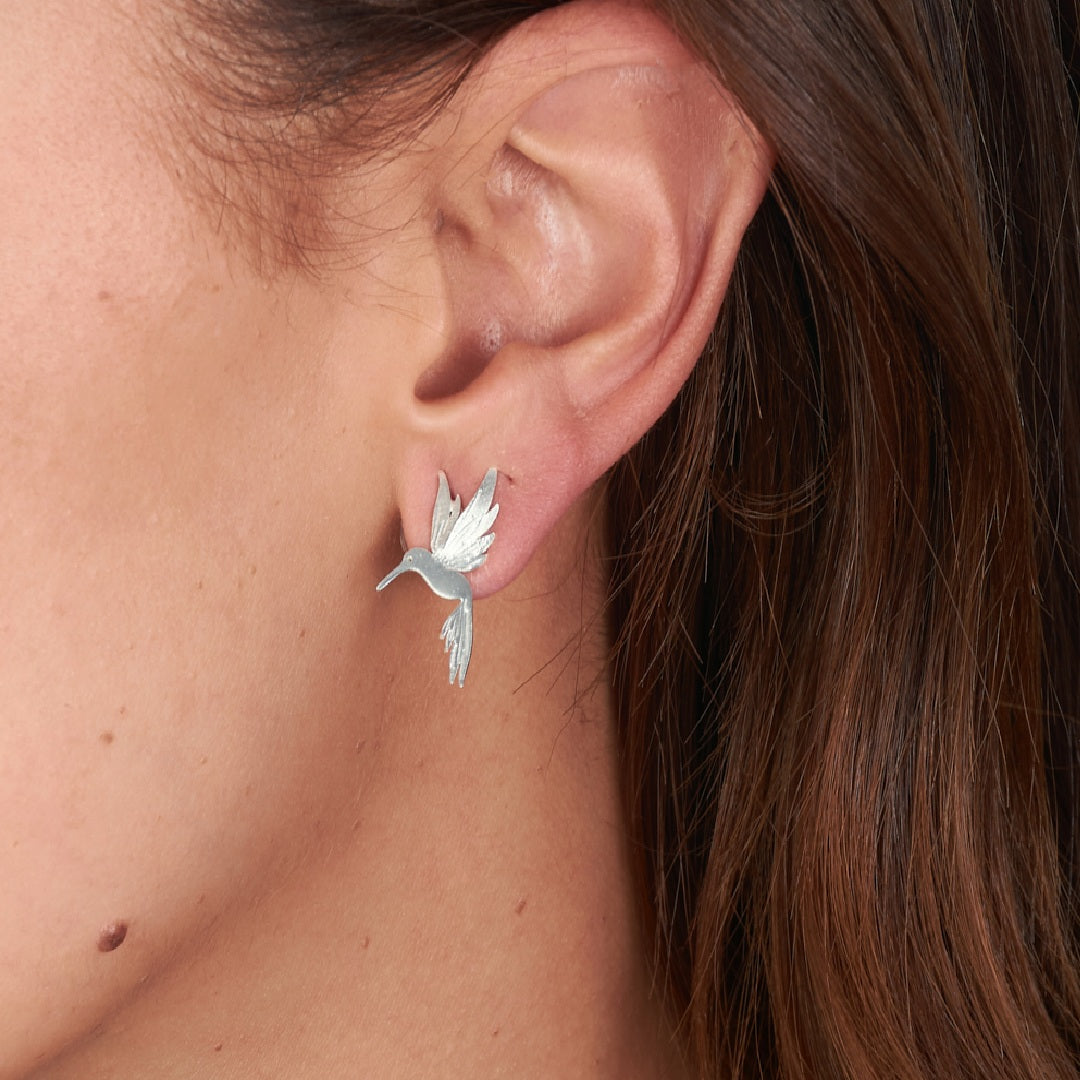 Aretes Picaflor Alas del Alma Plateado