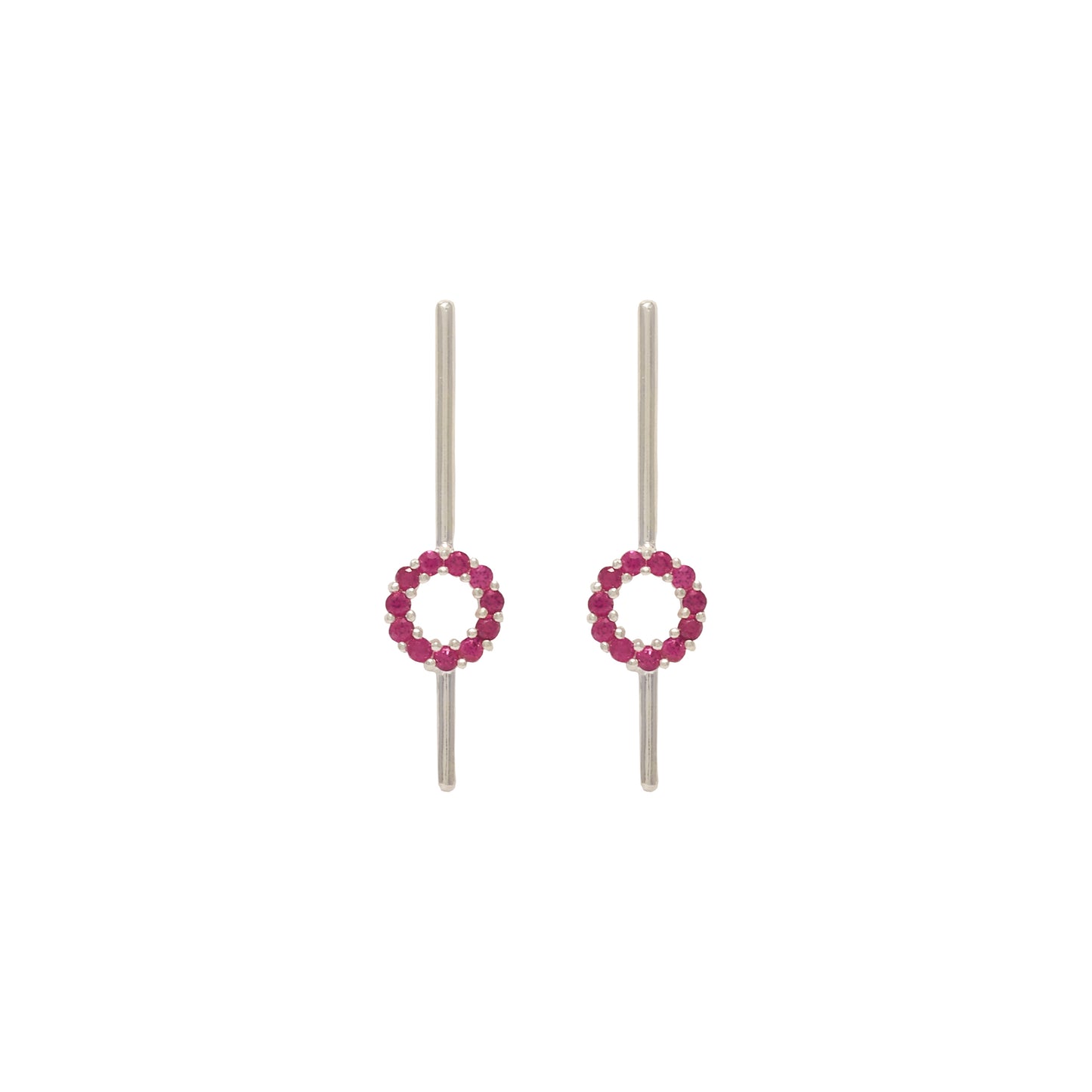 Arete Brillante Aro pequeño Rosado Fucsia