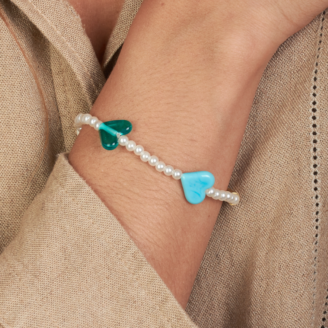 Pulsera Corazones y Perlitas