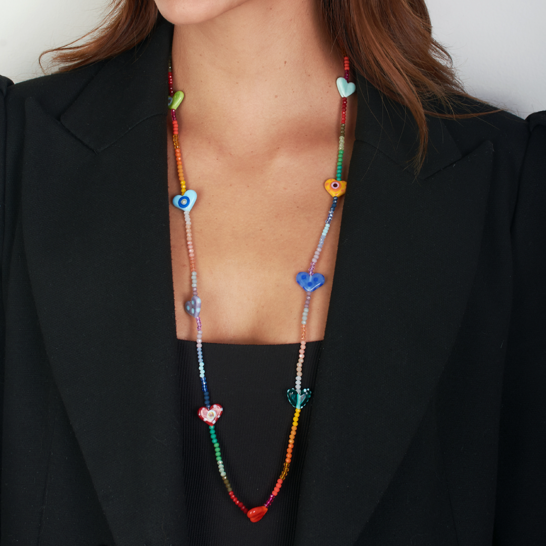 Collar Cristlargo Corazones