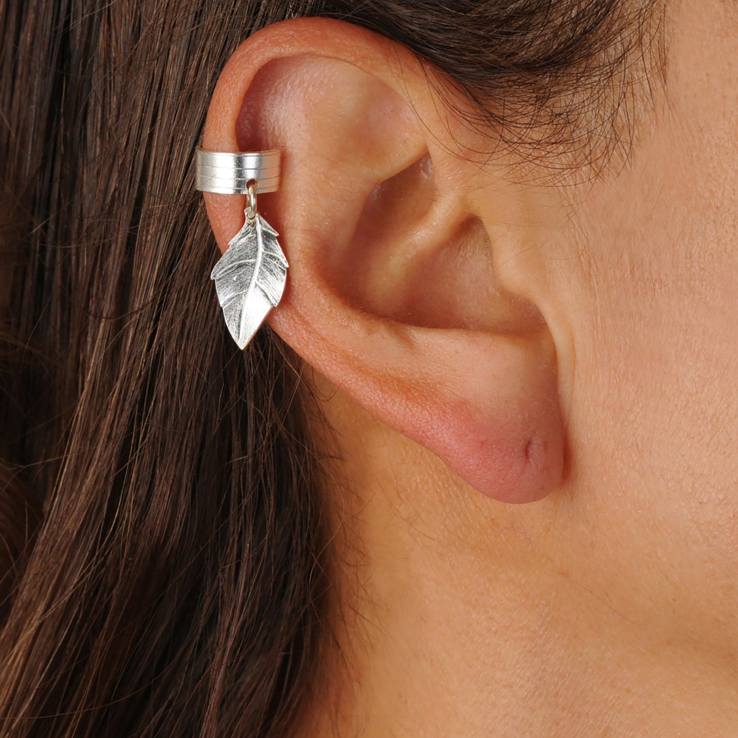 Mini Cuff Hoja Plateado
