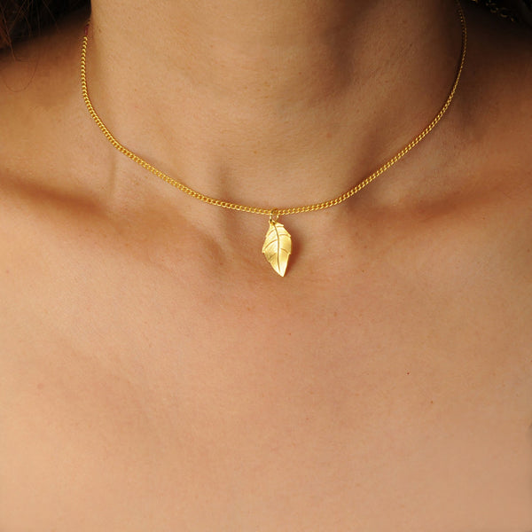 Cadena Choker Y Dije Hoja Eden Dorado