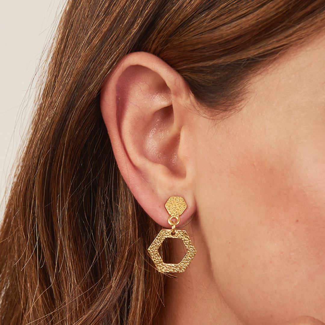 Aretes Panal Vuelo de Vida Dorado