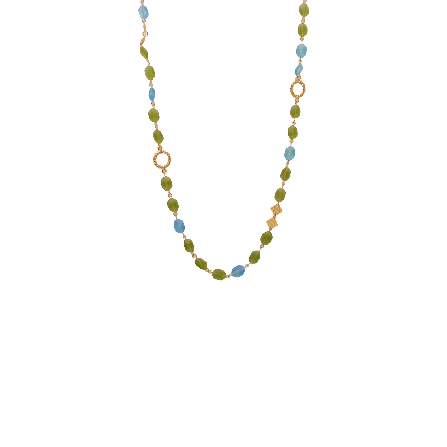 Collar largo Cristal Oliva y Azul