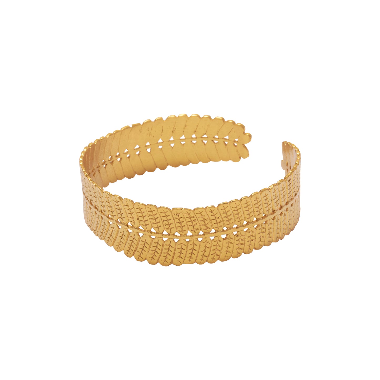 Brazalete Hoja Dividivi Brillo Guajiro Dorado