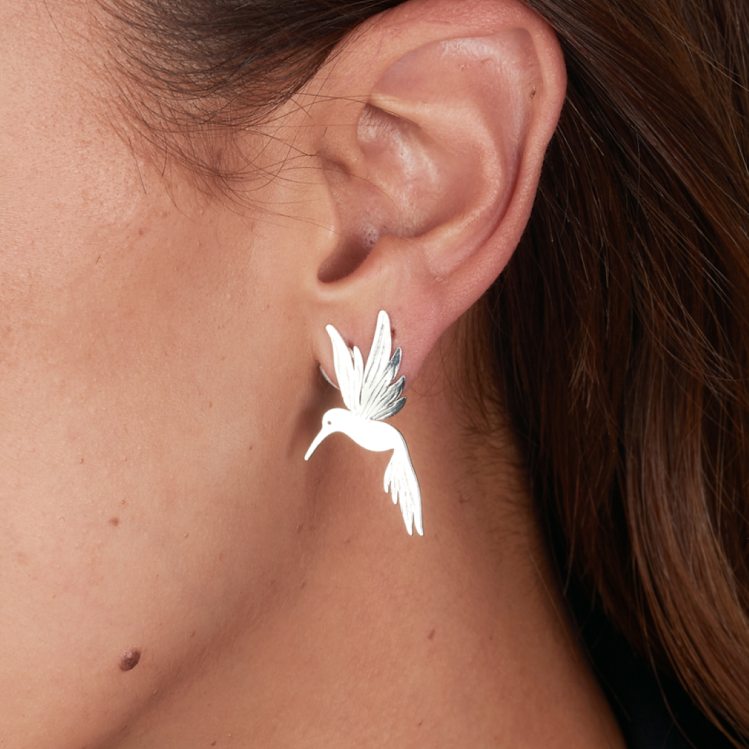Aretes Colibrí Alas Del Alma Plata