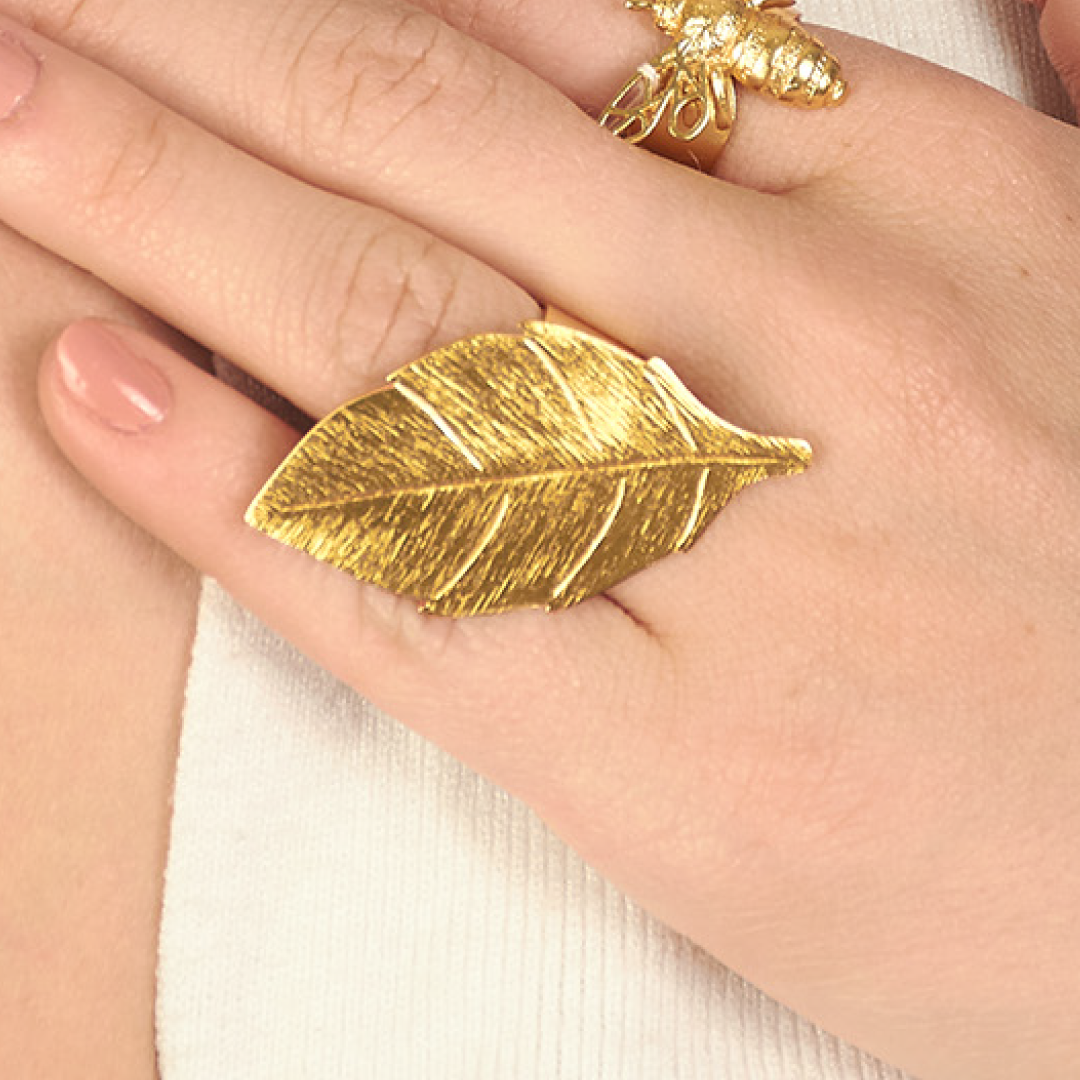 Anillo Hoja Eden Dorado