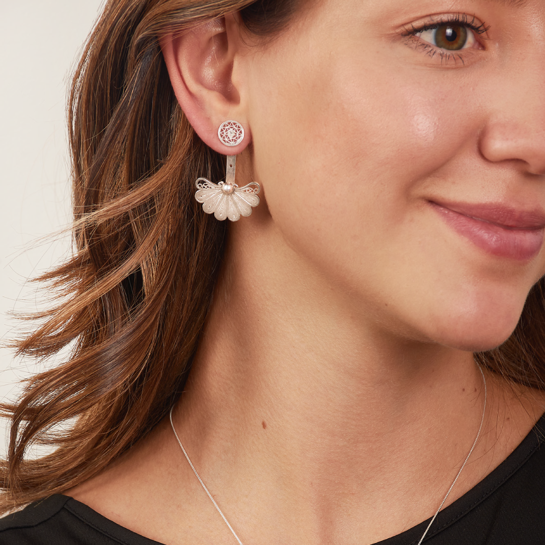 Aretes Doble Función Chandelier Plata