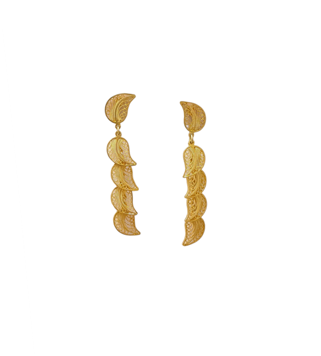 Fili Topo Arete 4 Hojas Ramal Colgante