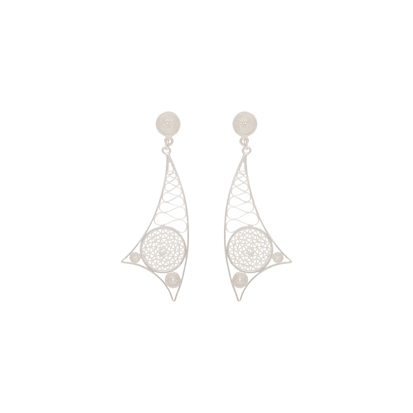 Aretes Topo Colgante Velero Ondas 1 circulo en Zigzag