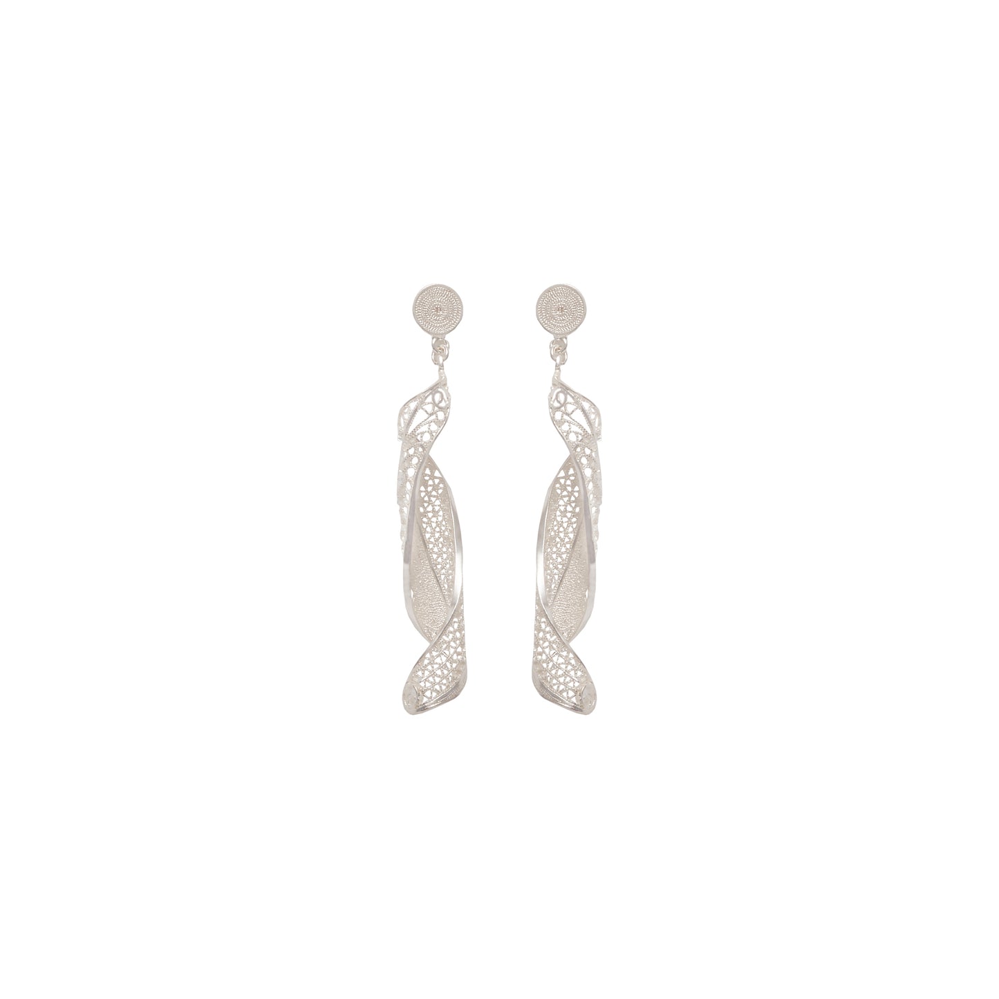 Aretes Topos Colgante en Espiral Plata 980