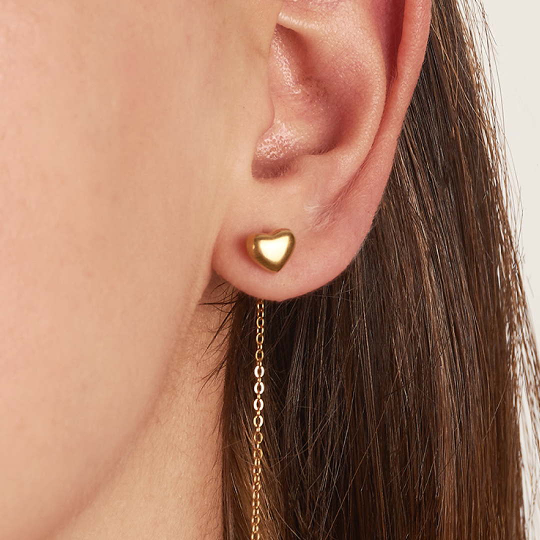 Aretes Corazón Cadena
