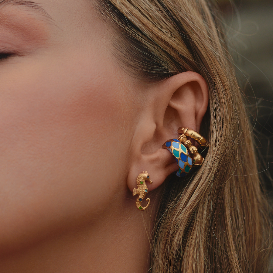 Aretes Caballito de Mar Dorado