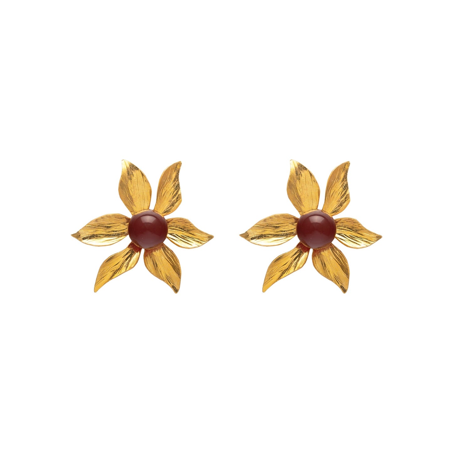 Aretes Flor Picos Cornalina
