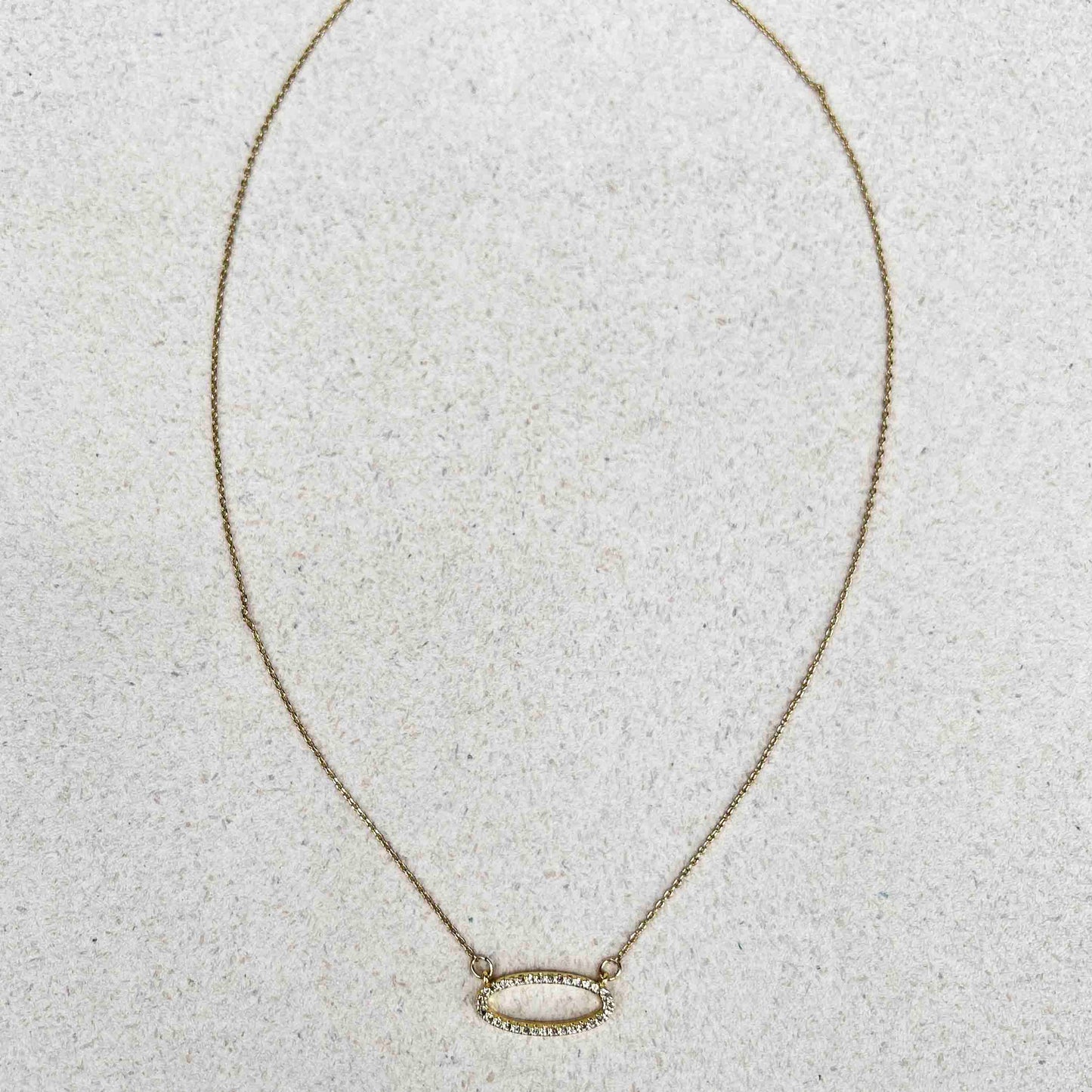 Cadena Cubic Zirconia Ovalo Dorada