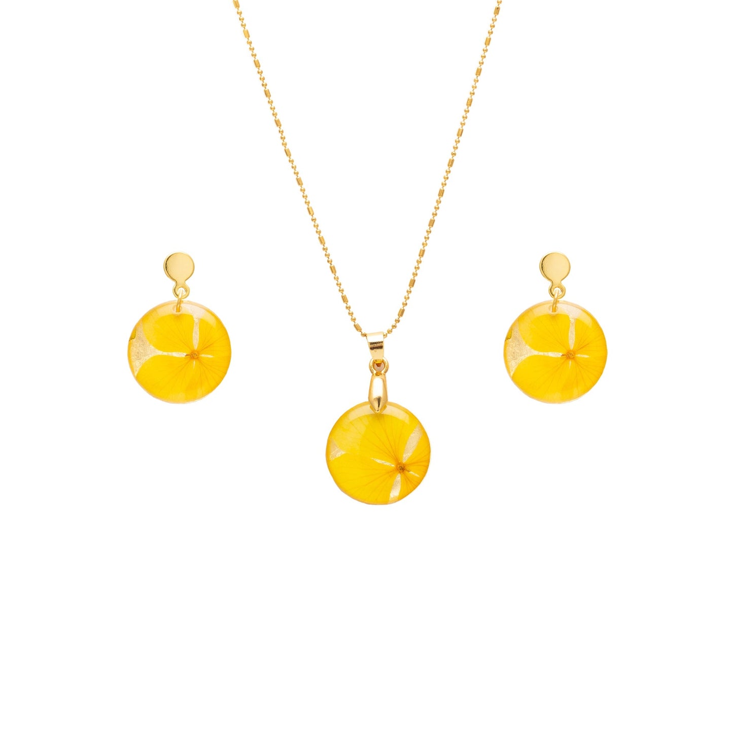 aretes y cadena con baño de oro - full of grace