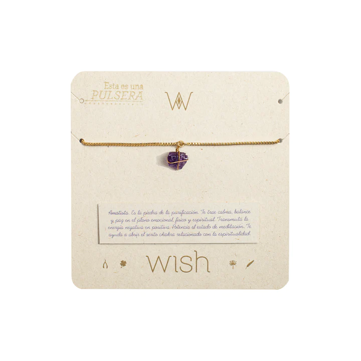 WHPLCD004O Pulsera cadena oro Amatista