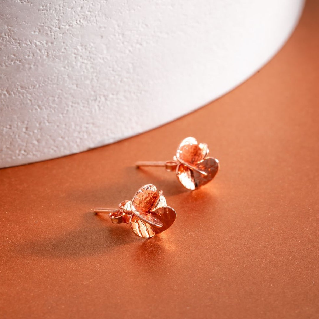 Aretes Hélice Mini Oro Rosado enchape oro 24k