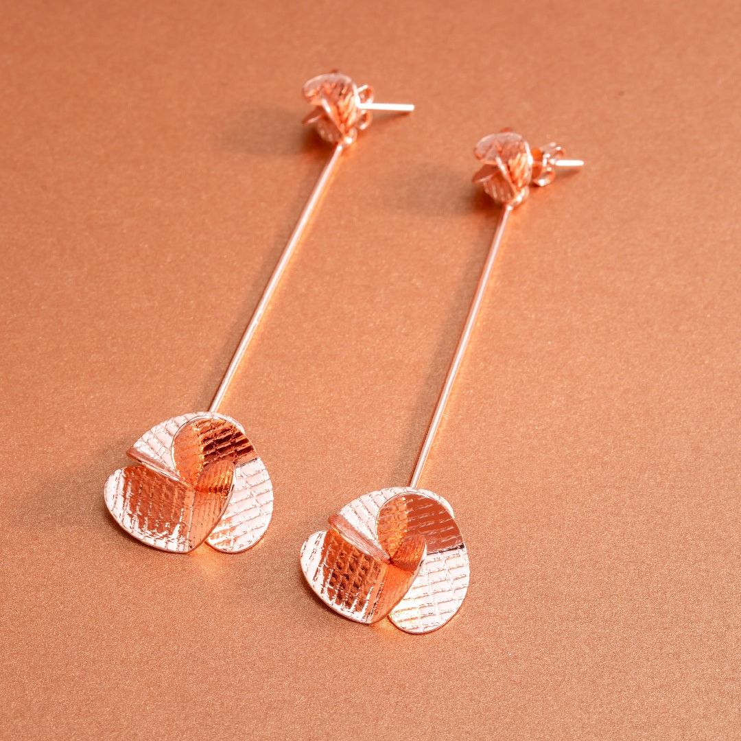 Aretes Helice largos Enchape Oro Rosa