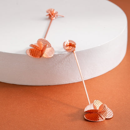 Aretes Helice largos Enchape Oro Rosa