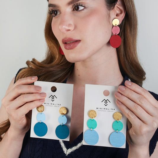 Aretes Deco Dos Circulos De Tela