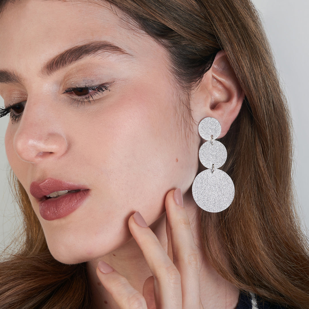 Aretes  Deco Dos Circulos De Tela