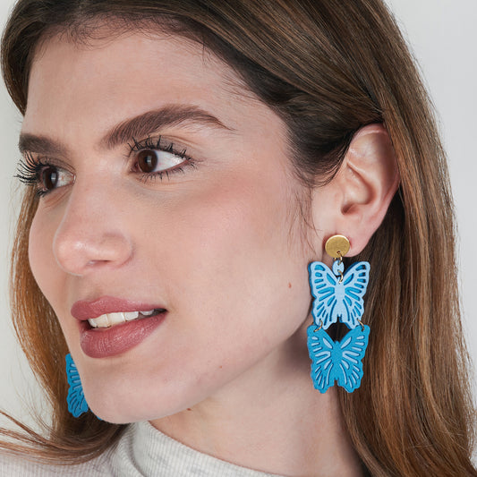 Aretes 2 Mariposas Monaracas Bicolor