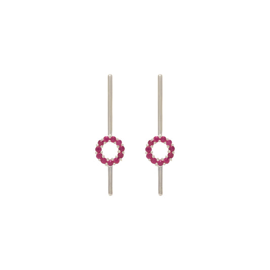 Arete Brillante Aro pequeño Rosado Fucsia