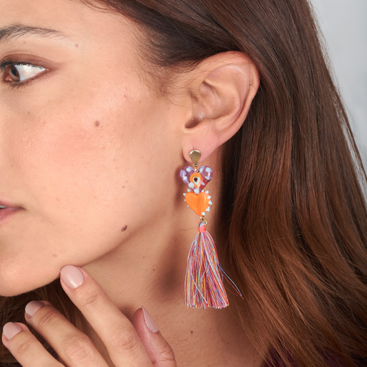 Aretes Corazones y Borla