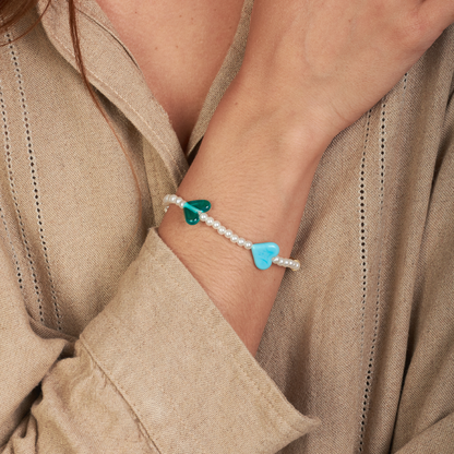 Pulsera Corazones y Perlitas