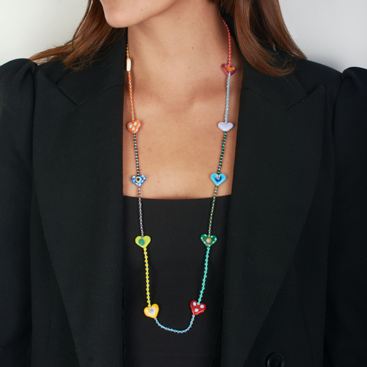 Collar Cristlargo Corazones