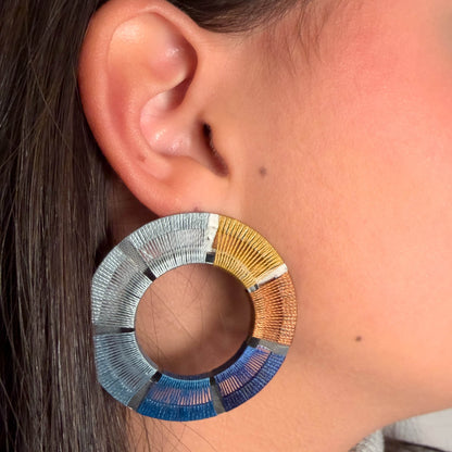Aretes Grandes Circulo 7 Bloques de Hilo
