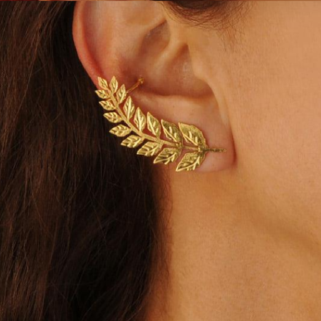Earcuff Y Arete Rama De Laurel Renacer Dorado