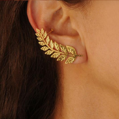 Earcuff Y Arete Rama De Laurel Renacer Dorado