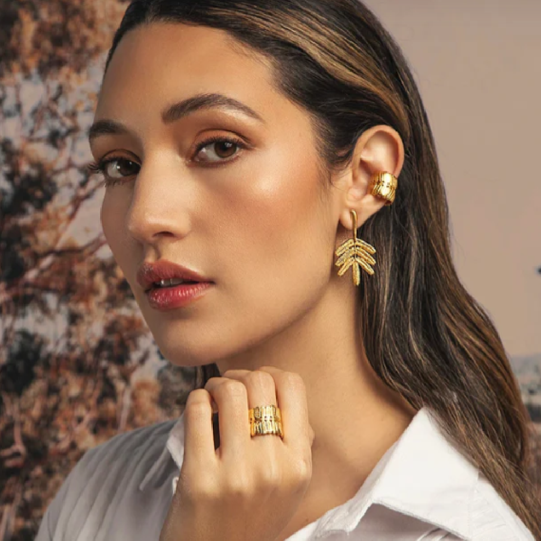 Arete Topo Rama Dividivi - Brillo Guajiro Dorado