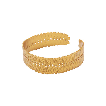 Brazalete Hoja Dividivi Brillo Guajiro Dorado