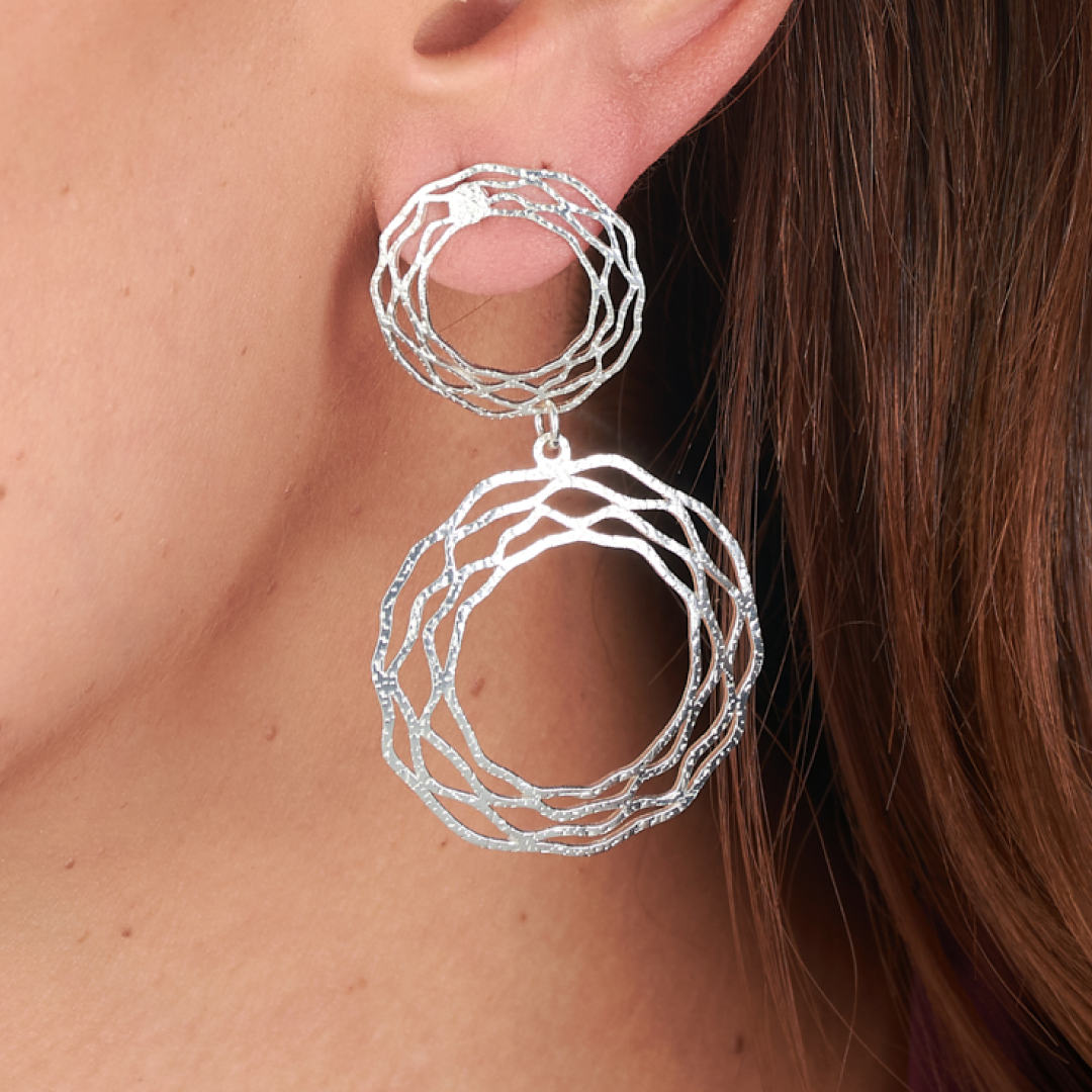 Aretes Nido Doble Plateado
