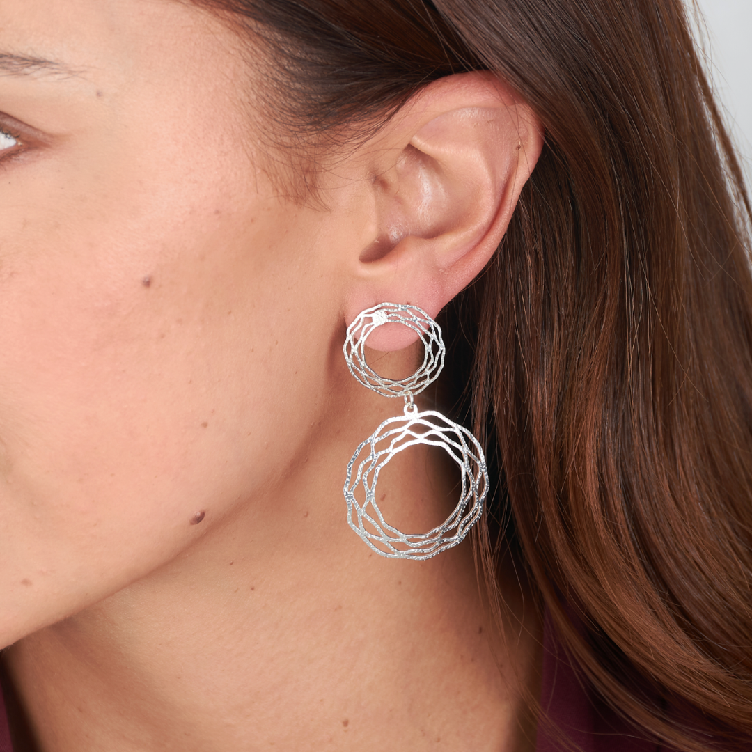 Aretes Nido Doble Plateado