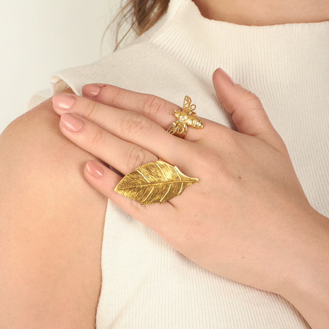 Anillo Hoja Eden Dorado