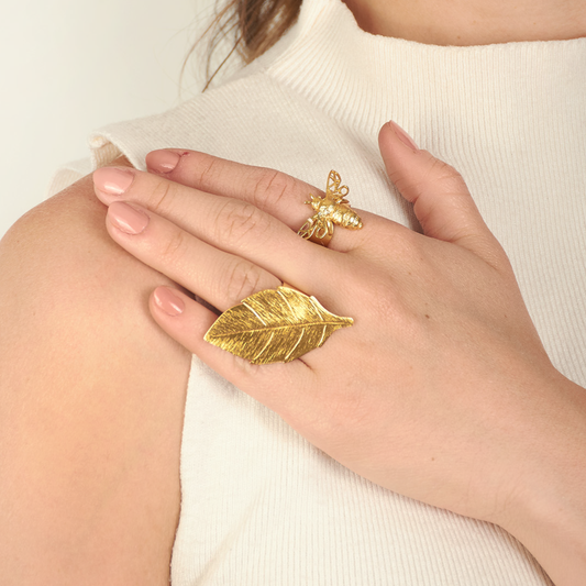 Anillo Hoja Eden Dorado