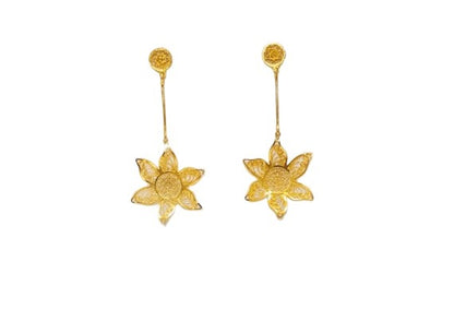 Aretes Girasol Colgante 6 Pétalos