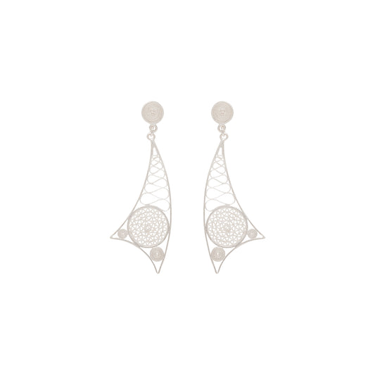 Aretes Topo Colgante Velero Ondas 1 circulo en Zigzag