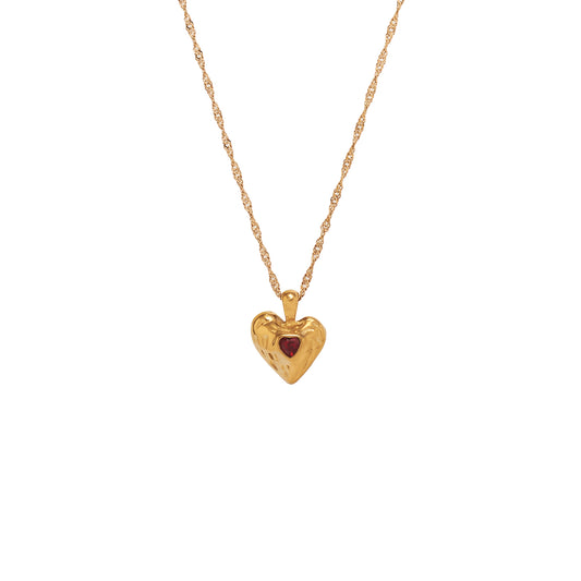 Cadena Corazón Zircón Rojo