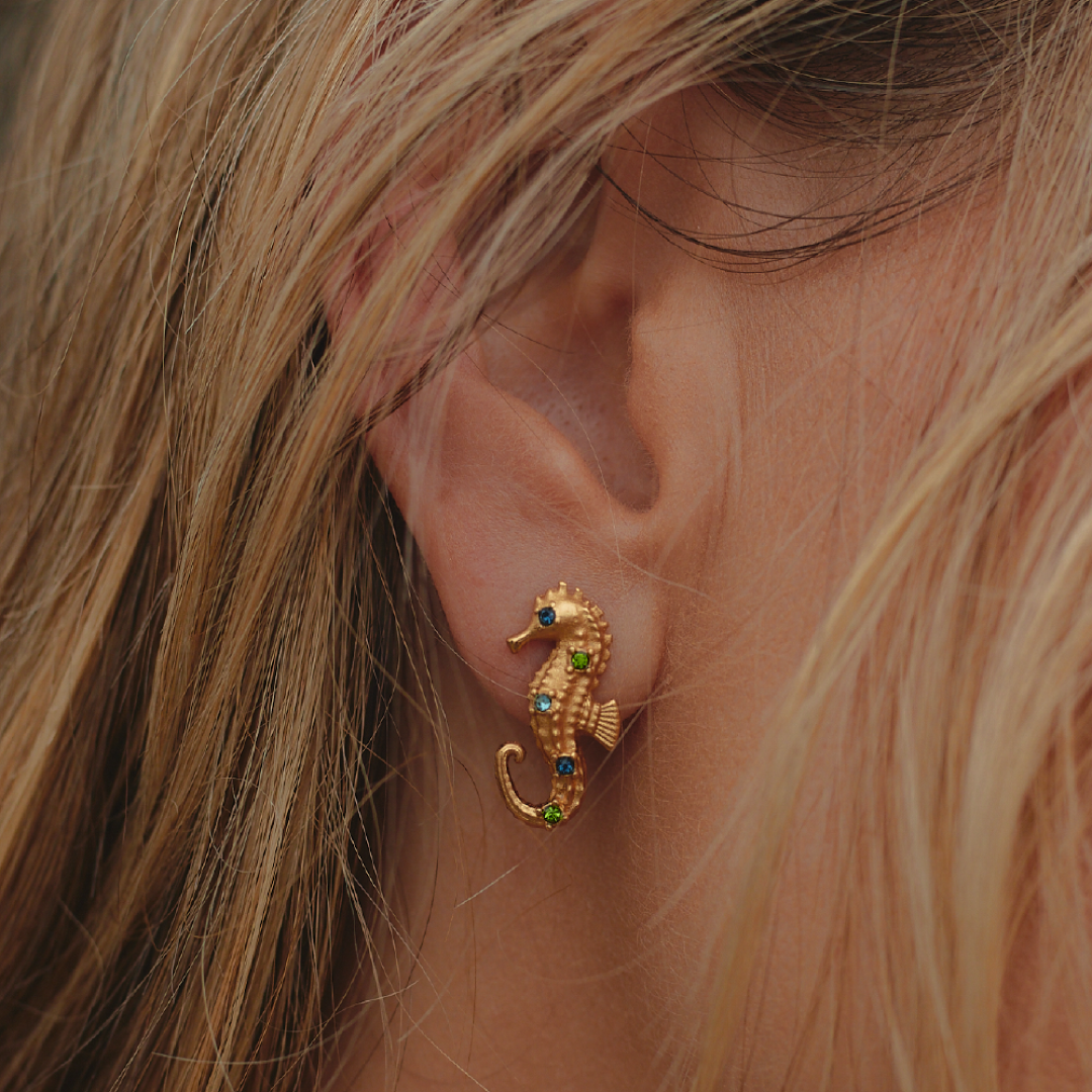 Aretes Caballito de Mar Dorado