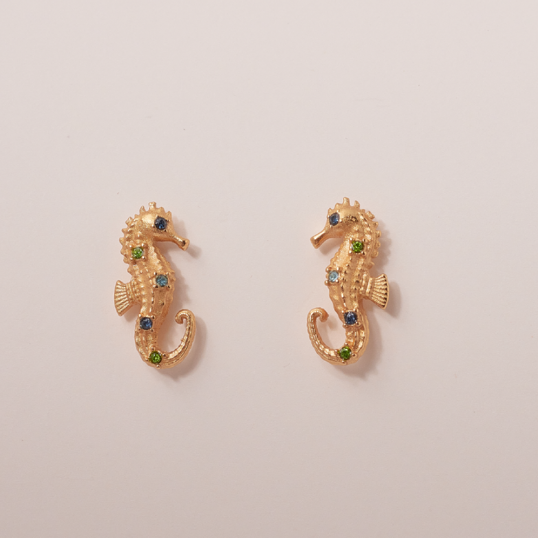 Aretes Caballito de Mar Dorado