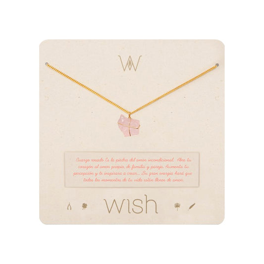 Cadena Bañada en Oro con cuarzo rosado - Wish