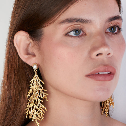 Aretes Pino Perla Oro