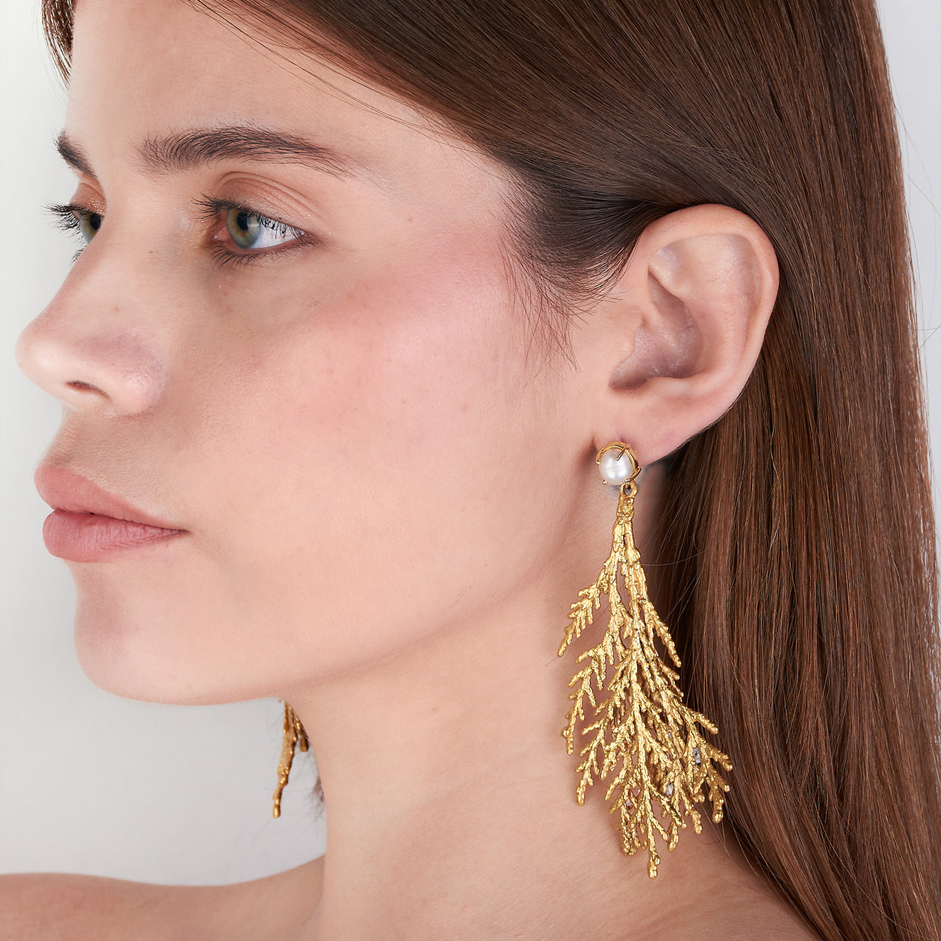 Aretes  Pino Perla Oro