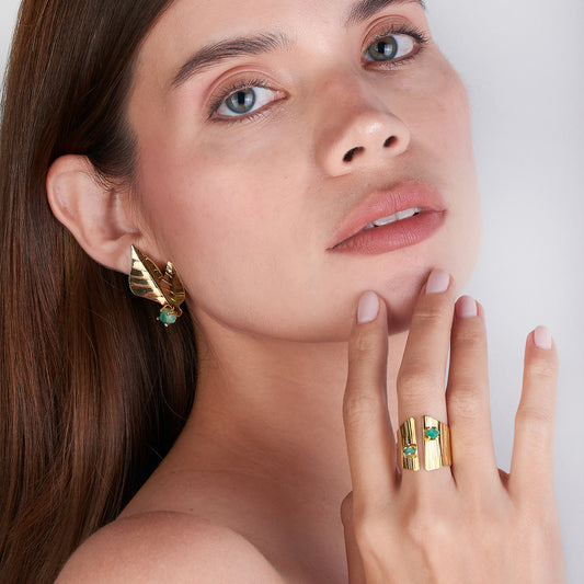 Anillo Lamina 2 Esmeraldas