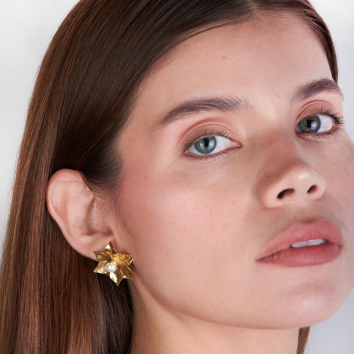 Aretes Doble  Flor 8 Puntas